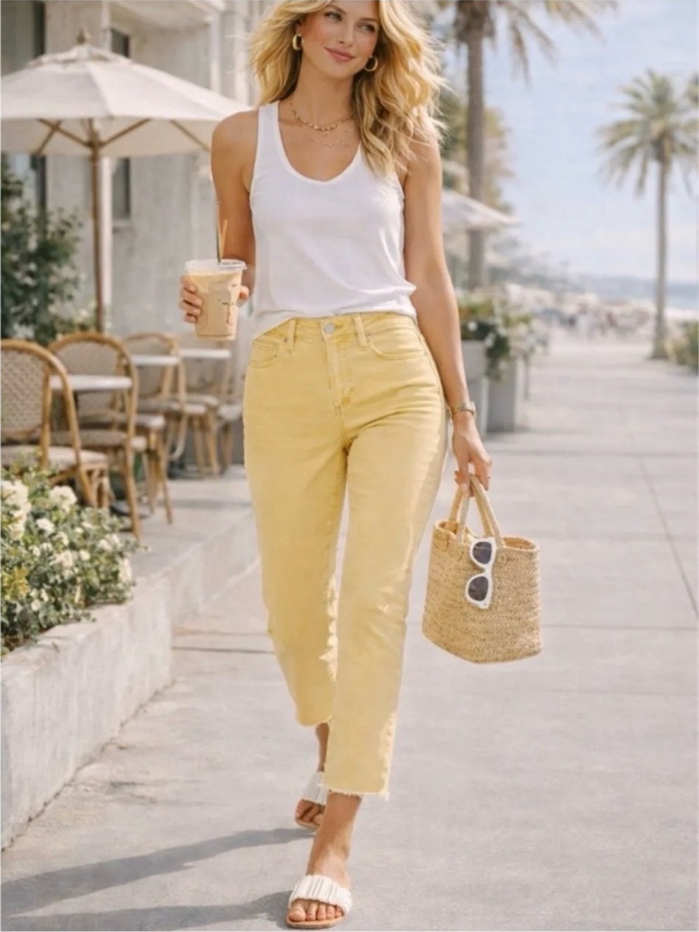 PAIGE Sunny Yellow High-Rise Cropped Jeans